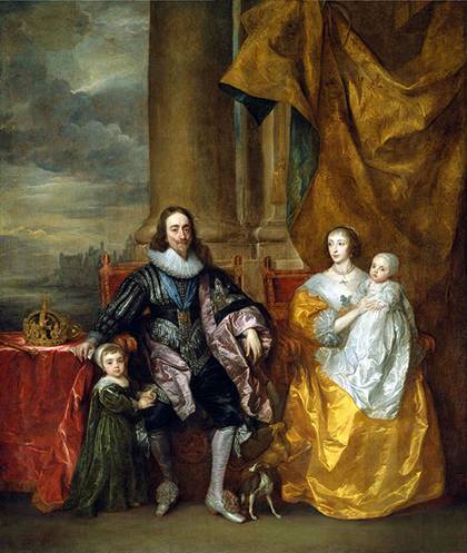 Charles I Stuart King of England and Henrietta Maria and Children ca. 1633  by Anthony van Dyck   1599-1641  Royal Collection